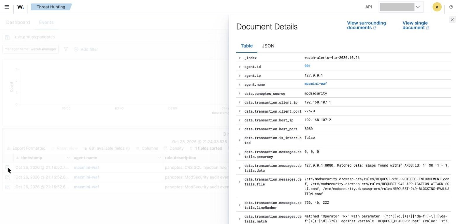 SQLi alert 상세 — 트랜잭션·CRS 매칭 필드