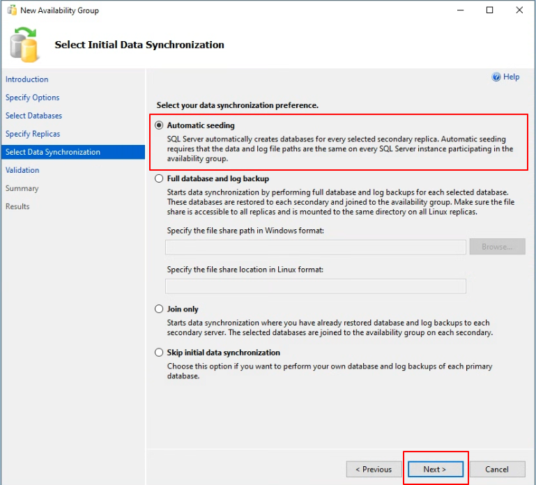 Select Data Synchronization - Automatic seeding