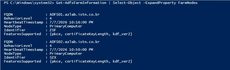 Get-AdfsFarmInformation — 팜 노드 상세