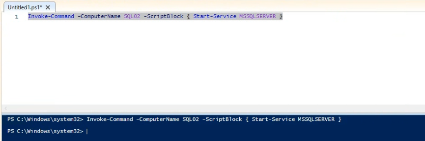 원격으로 SQL02 SQL 서비스 재시작