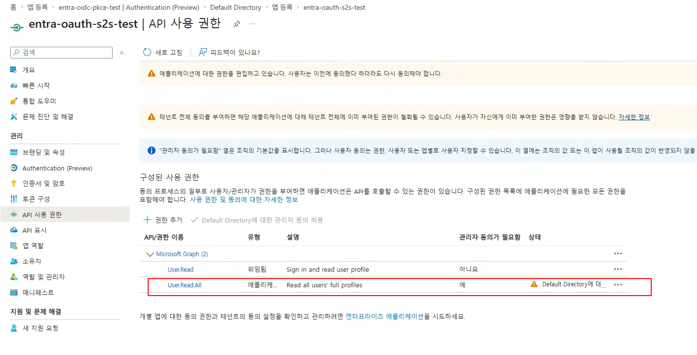애플리케이션 사용 권한 — 최종 확인
