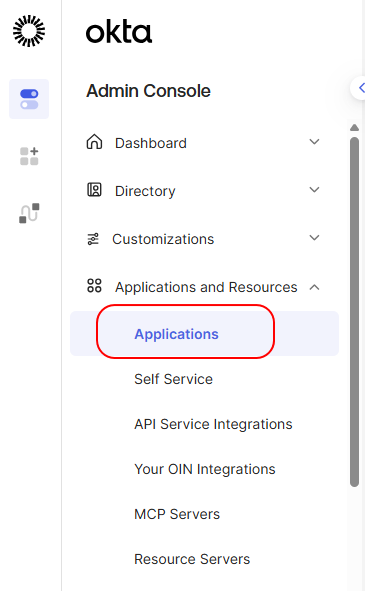 Applications 메뉴 진입