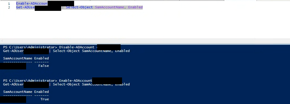 DC에서 Enable-ADAccount — Enabled True
