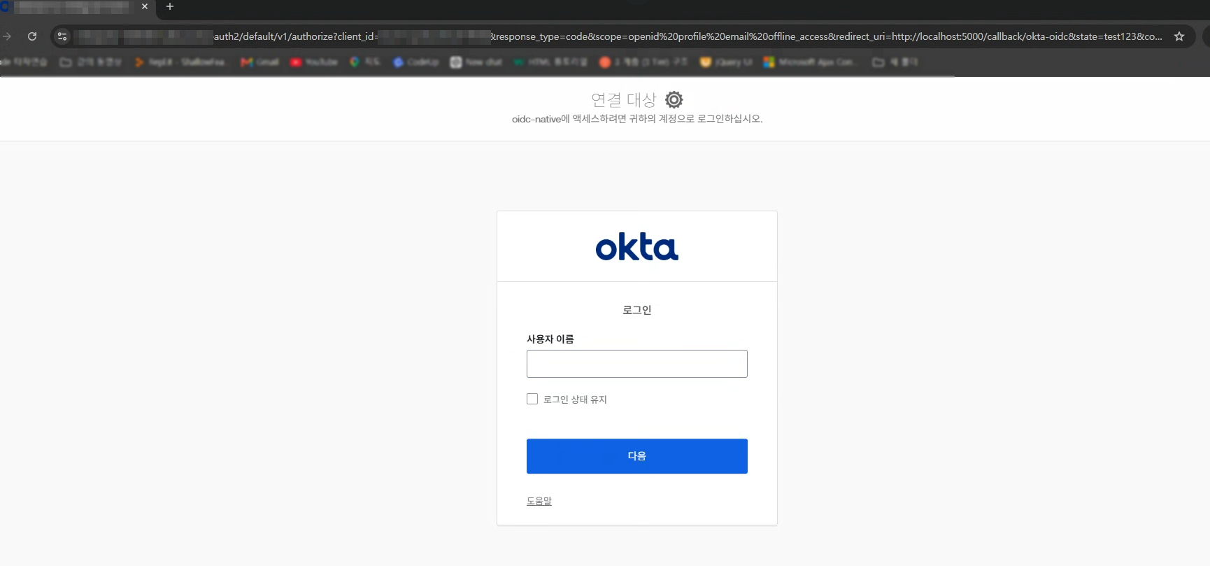 Authorize 로그인 화면