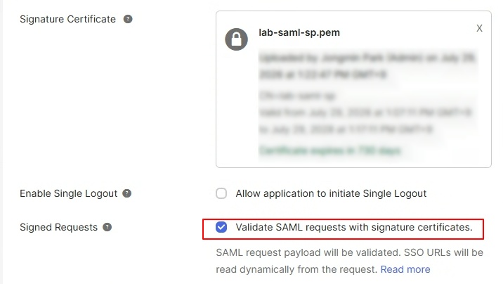 Signed Requests 활성화