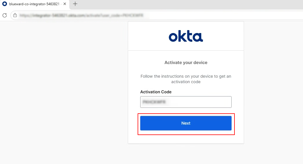 브라우저의 Activate your device 화면