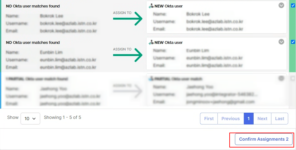 NEW Okta user로 전환한 상태