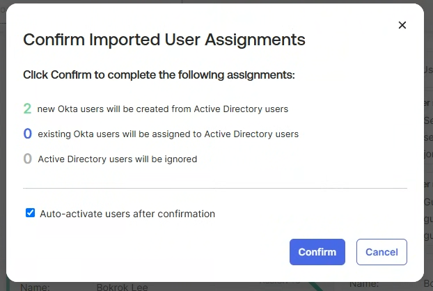 확인 대화상자 — Auto-activate가 기본 체크 상태