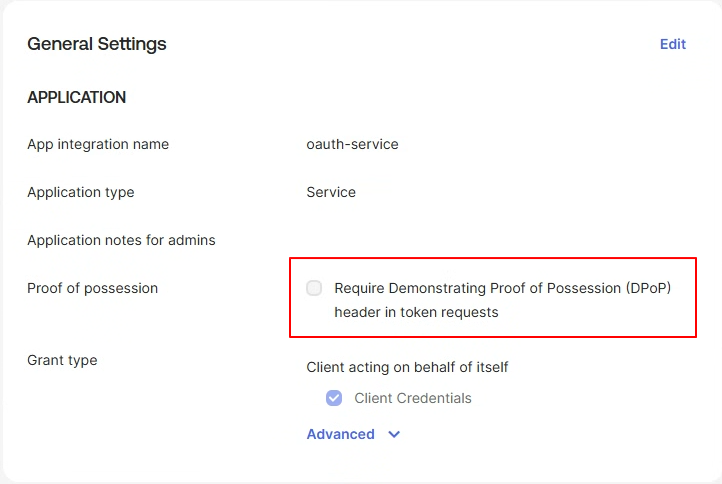 Proof of possession(DPoP) 해제 상태