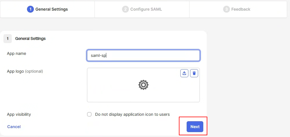 SAML 앱 General Settings