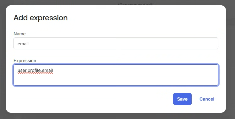 Add expression — email