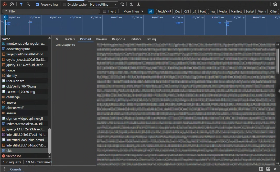 SAMLResponse form parameter 캡처