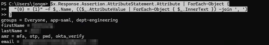 디코드한 AttributeStatement